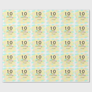 10 Hochzeitstag gelber Pastellname Retro Bo Geschenkpapier