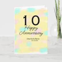 10 Hochzeitstag gelber Pastellname Retro Bo