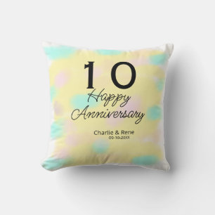 10 Hochzeitstag gelber Pastellname Retro-Bo Kissen