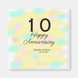 10 Hochzeitstag gelber Pastellname Retro Bo Magnet