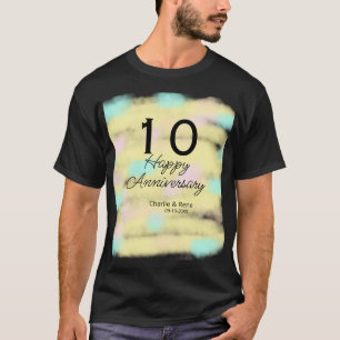 10 Hochzeitstag gelber Pastellname Retro Bo T-Shirt