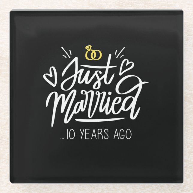 10. Hochzeitstag Glasuntersetzer (Vorderseite)