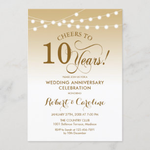 10. Hochzeitstag - Gold White Einladung