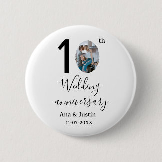 10. Hochzeitstag Name Foto fett Brief st Button