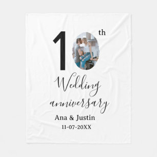 10. Hochzeitstag Name Foto fett Brief st Fleecedecke