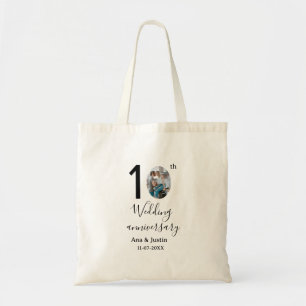 10. Hochzeitstag Name Foto fett Brief st Tragetasche