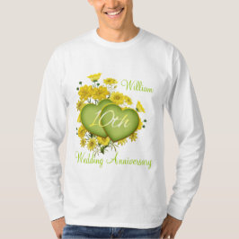 10. Hochzeitstag Party Wildblume Herz T-Shirt