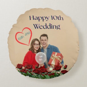 10. Hochzeitstag Rundes Kissen