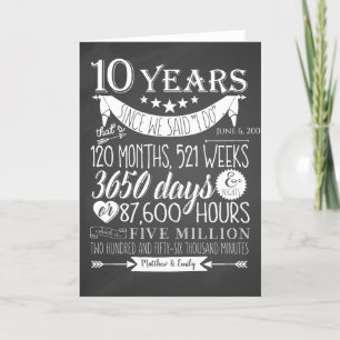 10. Hochzeitstag, Schultafel, 10 Jahre Dankeskarte
