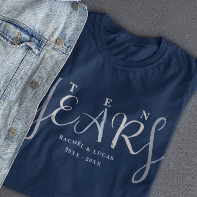 10. Hochzeitstag Silber Blau Geschenk T-Shirt (Von Creator hochgeladen)
