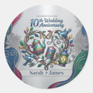 10. Hochzeitstag Zinn-Aluminium-Jubiläum Wir tun e Runder Aufkleber