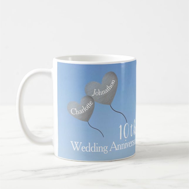 10. Hochzeitstag Zinnballon Kaffeetasse (Links)