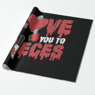 10.Horror Movie Love You To Pieces Heart Chain Saw Geschenkpapier