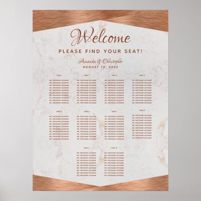 10 Imitate für Hochzeitskartentafeln aus Kupfer Poster (Vorne)