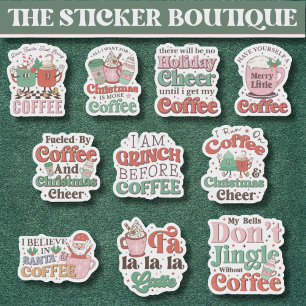 10 in einem Niedlichen Festkaffee und Weihnachtska Aufkleber