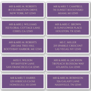 10 Individuelle Gastadresse Mystical Lila Aufkleber