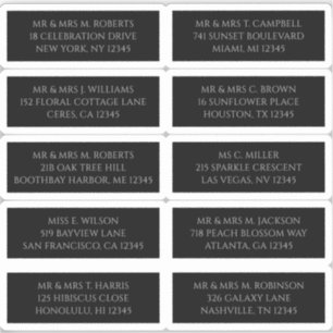 10 Individuelle Gästername-Adresse Mystisch Black Aufkleber