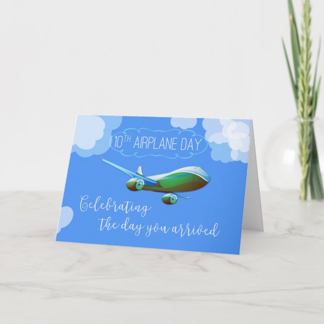 10. Jahr Adoption Grünes Flugzeug Karte (Vorderseite)