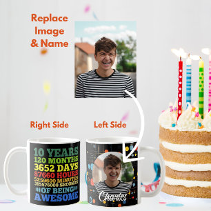10 Jahre alt 10. Geburtstag 120 Monate Personalisi Kaffeetasse