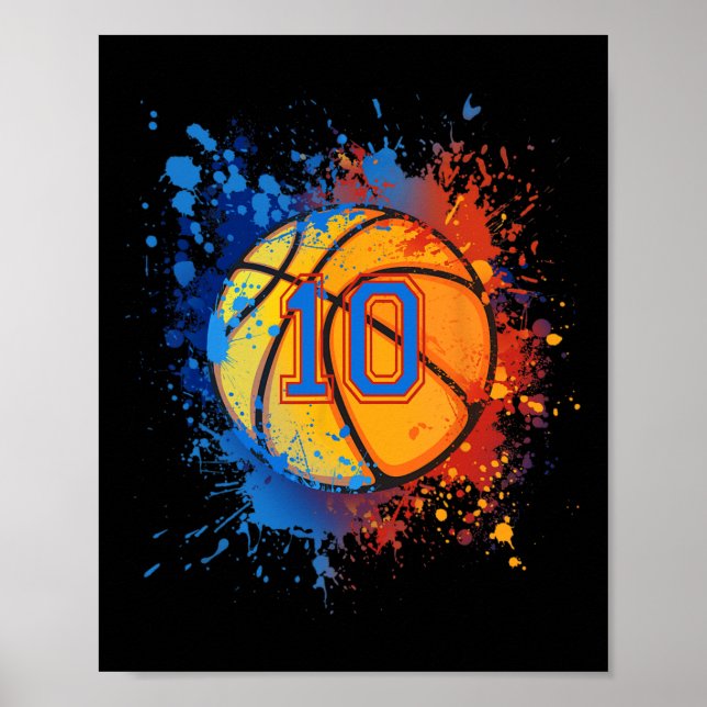 10 Jahre alt 10. Geburtstag Basketball Geschenk fü Poster (Vorne)