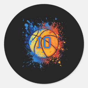 10 Jahre alt 10. Geburtstag Basketball Geschenk fü Runder Aufkleber