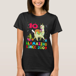 10 Jahre alt 10. Geburtstag Faultier reitet Lama M T-Shirt
