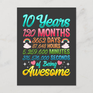 10 Jahre alt 120 Monate 10. Geburtstagsparty Regen Postkarte