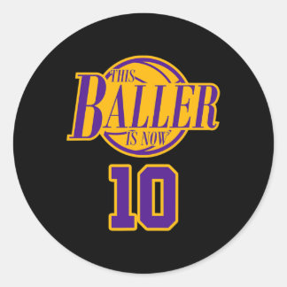 10 Jahre alt Geburtstag Basketball Baller Lila und Runder Aufkleber