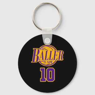 10 Jahre alt Geburtstag Basketball Baller Lila und Schlüsselanhänger