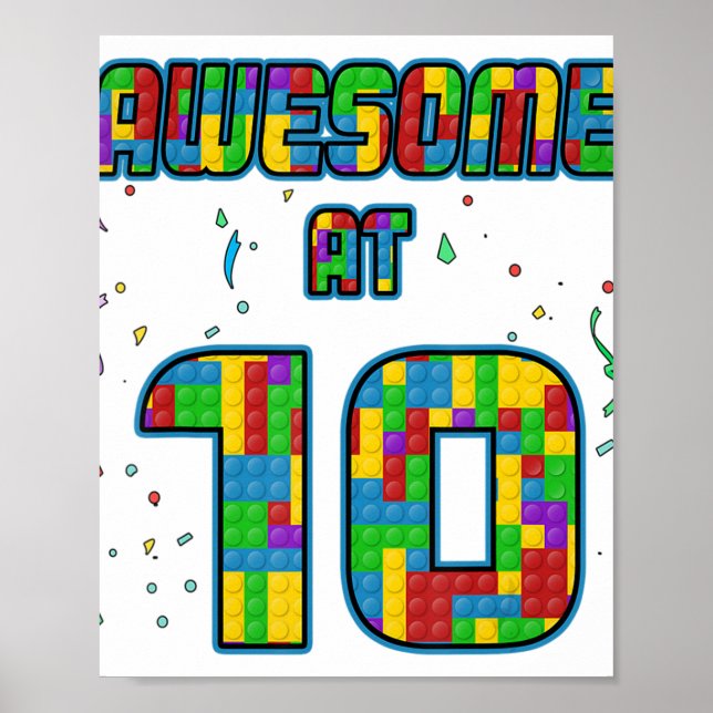 10 Jahre alt Geburtstag Geschenk Alter 10 Build Bl Poster (Vorne)