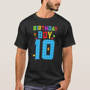 10 Jahre alt Geburtstag Junge Blocks Gebäude Boys T-Shirt