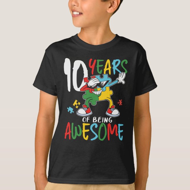 10 Jahre alt Geburtstag Junge oder Mädchen Autismu T-Shirt (Vorderseite)