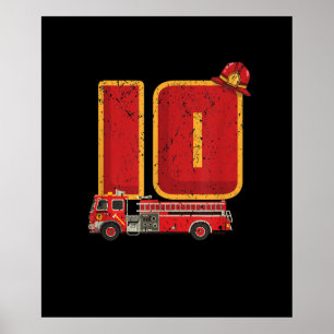 10 Jahre alt Geburtstagskind gibt Feuerwehrmann Poster