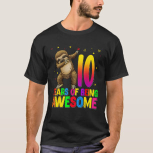 10 Jahre alte Geburtstagsfaultier Dabbing 10. Gebu T-Shirt