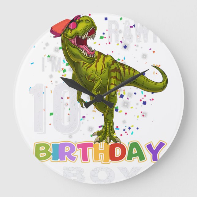 10 Jahre alte Geschenke Kind 10. Geburtstag Junge  Große Wanduhr (Vorderseite)