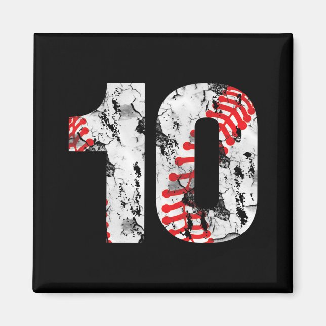 10 Jahre alte Geschenke Nummer 10 Baseball 10. Geb Magnet (Vorne)