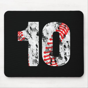 10 Jahre alte Geschenke Nummer 10 Baseball 10. Geb Mousepad