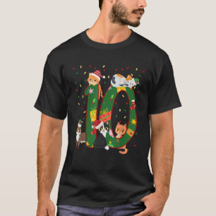 10 Jahre Alte Kinder Weihnachten Niedlich Katzen 1 T-Shirt