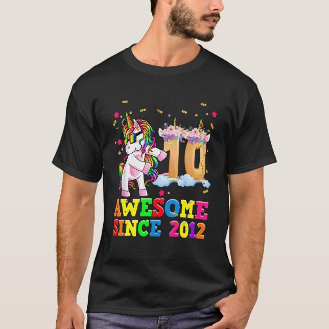 10 Jahre alte Mädchen Einhorn Flossen 10. Geburtst T-Shirt (Vorderseite)