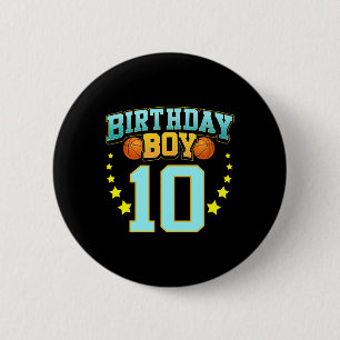 10 Jahre alter Basketball Spieler 10. Geburtstagsp Button