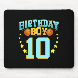 10 Jahre alter Basketball Spieler 10. Geburtstagsp Mousepad