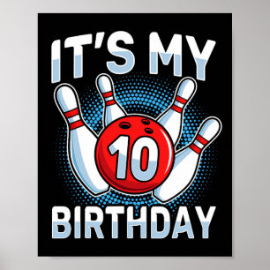 10 Jahre alter Bowling 10. Geburtstagsparty Boys G Poster