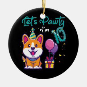 10 Jahre alter Corgi Hund über 10. Geburtstag Keramik Ornament