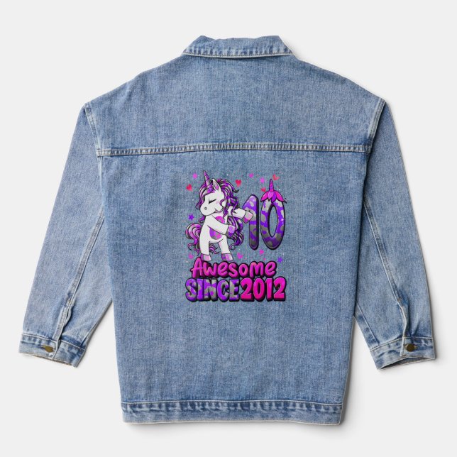 10 Jahre alter Einhorn Floss 10. Geburtstag Girl U Jeansjacke (Rückseite)