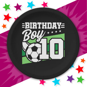 10 Jahre alter Fußball Kinder 10. Geburtstag Junge Pappteller