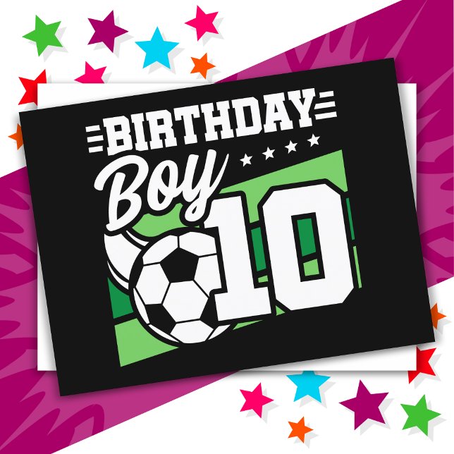 10 Jahre alter Fußball Kinder 10. Geburtstag Junge Postkarte (Von Creator hochgeladen)