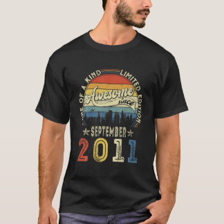 10 Jahre alter Retro September 2011 Vintag 10. Bir T-Shirt