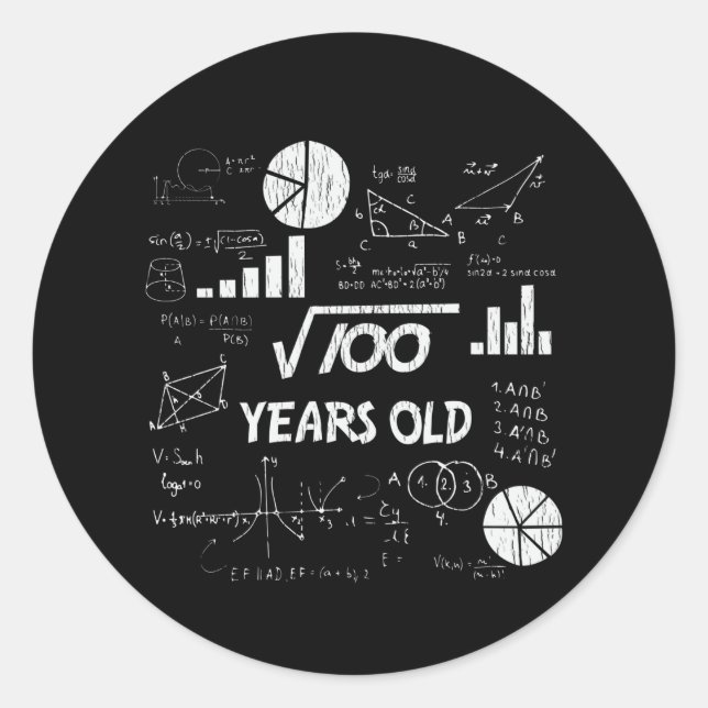 10 Jahre alter Tag Geeky Mathe 10. Geburtstag Gesc Runder Aufkleber (Vorderseite)