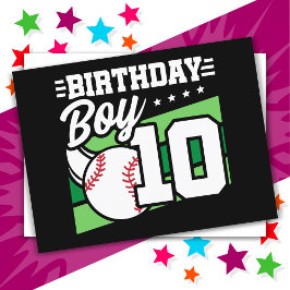 10 Jahre altes Baseball Party Thema 10. Geburtstag Postkarte