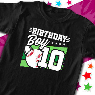 10 Jahre altes Baseball Party Thema 10. Geburtstag T-Shirt